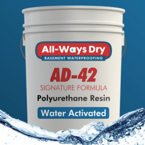 All-Ways Dry's AD-42 polyurethane resin was developed specifically for high pressure crack injection