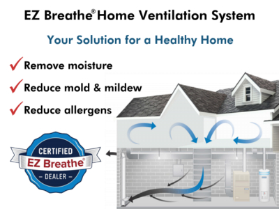 All-Ways Dry is a Certified Dealer of EZ Breathe Home Ventilation Systems