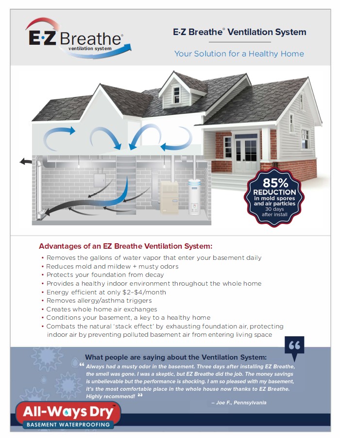 All-Ways Dry Basement Waterproofing: We are a Certified Dealer of EZ Breathe Home Ventilation Systems